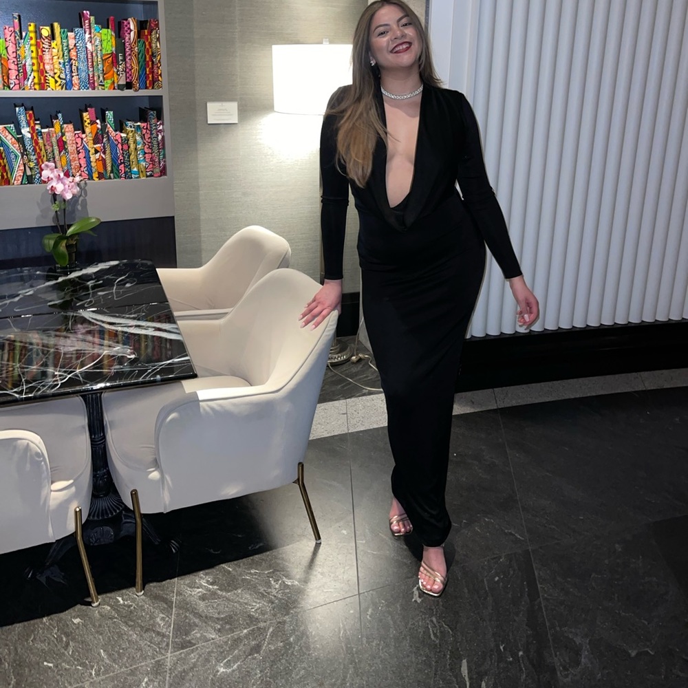 House of CB Black Draped Maxi Dress